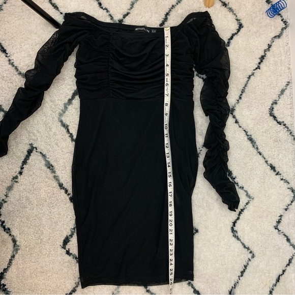 NWT PrettyLittleThing Black mesh Bodycon long sleeve mini dress - Picture 7 of 9
